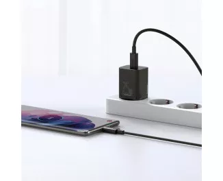 Зарядний пристрій Baseus Super Si Quick Charger 1C 25W + кабель USB C-USB C 1.0m (TZCCSUP-L01) Black