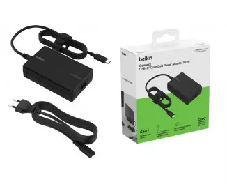 Мережевий зарядний пристрій Belkin 100W USB-С GAN PD PPS + Кабель USB-C 2,0м (INC016VFBK) Black