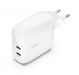Сетевое зарядное устройство Belkin Boost Up Charge Pro Dual USB-C Wall Charger PPS 60W White (WCB010VFWH)