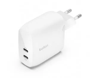 Сетевое зарядное устройство Belkin Boost Up Charge Pro Dual USB-C Wall Charger PPS 60W White (WCB010VFWH)