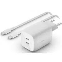 Мережевий зарядний пристрій Belkin Boost Up Charge Pro GaN 2-Ports USB-C PPS Wall Charger 65W + КабельType-C to Type-C 2,0м (WCH013VF2MWH-B6) White