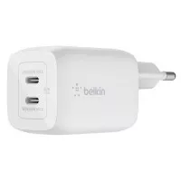 Мережевий зарядний пристрій Belkin Boost Up Charge Pro GaN Dual USB-C Charger 65W (WCH013VFWH) White