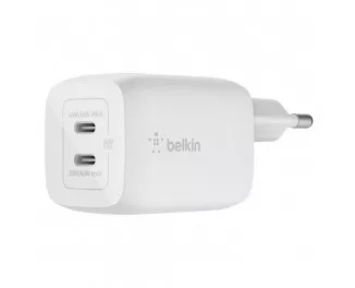 Мережевий зарядний пристрій Belkin Boost Up Charge Pro GaN Dual USB-C Charger 65W (WCH013VFWH) White