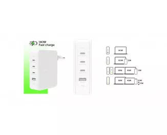 Сетевое зарядное устройство Belkin BoostCharge Pro 140W 4-Port GaN Wall Charger White (WCH014btWH)