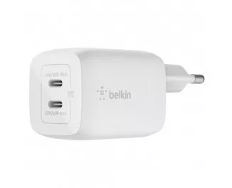 Мережевий зарядний пристрій Belkin BoostCharge Pro Dual USB-C GaN Wall Charger with PPS 65W White (WCH013vfWH)