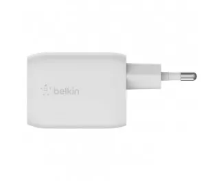 Мережевий зарядний пристрій Belkin BoostCharge Pro Dual USB-C GaN Wall Charger with PPS 65W White (WCH013vfWH)