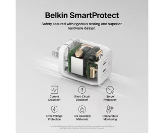 Мережевий зарядний пристрій Belkin BoostCharge Pro Dual USB-C GaN Wall Charger with PPS 65W White (WCH013vfWH)
