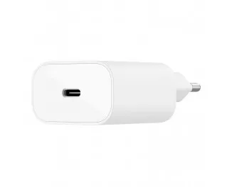 Мережевий зарядний пристрій Belkin BoostCharge USB-C PD 3.0 PPS Wall Charger 25W with USB-C/Lightning cable White (WCA004vf1MWH-B5)