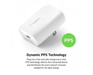 Мережевий зарядний пристрій Belkin BoostCharge USB-C PD 3.0 PPS Wall Charger 30W White (WCA005vfWH)