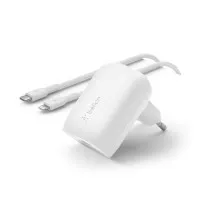 Сетевое зарядное устройство Belkin BoostCharge USB-C Wall Charger 20W + USB-C Cable with Lightning Connector White (WCA005vf1MWH-B5)