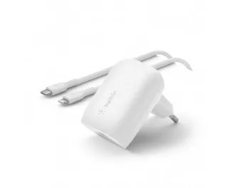 Сетевое зарядное устройство Belkin BoostCharge USB-C Wall Charger 20W + USB-C Cable with Lightning Connector White (WCA005vf1MWH-B5)