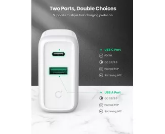 Мережевий зарядний пристрій UGREEN CD170 38W USB-C Wall Charger EU White (UGR-60468)