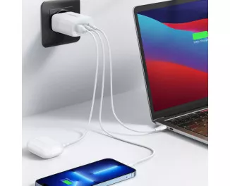 Сетевое зарядное устройство UGREEN CD275 65W 2C1A Fast Charger White EU (UGR-90496)