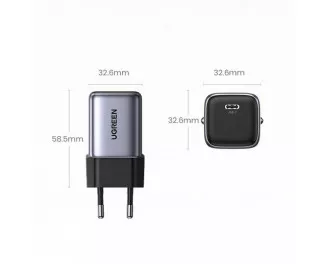 Сетевое зарядное устройство UGREEN CD319 USB-C GaN Fast Charger 30W EU Space Gray (UGR-90666)