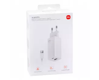 Мережевий зарядний пристрій Xiaomi 65W GaN Charger (Type-A +Type-C) (BHR5515GL) EU White