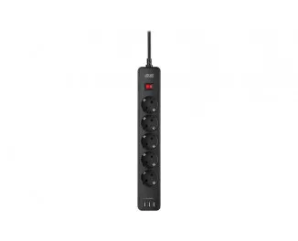 Сетевой фильтр 2E 5хSchuko, 2 м (2E-SP515M2USBBK)