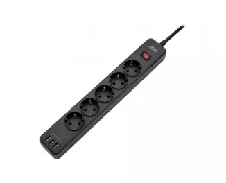 Сетевой фильтр 2E 5хSchuko, 2 м (2E-SP515M2USBBK)