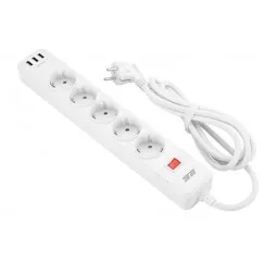 Сетевой фильтр 2E 5хSchuko, 2 м (2E-SP515M2USBWH)