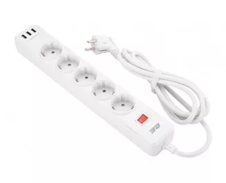 Сетевой фильтр 2E 5хSchuko, 2 м (2E-SP515M2USBWH)