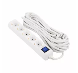 Сетевой фильтр 2E 5хТип F, 3х1.5мм кв, 16A, 10м, White (2E-U05ES15M10WH)