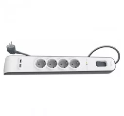 Сетевой фильтр Belkin 4хТип F, 3x1.5мм кв, 16А, 2xUSB-A 2.4A, 2м, White (BSV401vf2M)