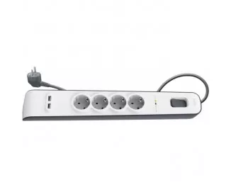 Сетевой фильтр Belkin 4хТип F, 3x1.5мм кв, 16А, 2xUSB-A 2.4A, 2м, White (BSV401vf2M)