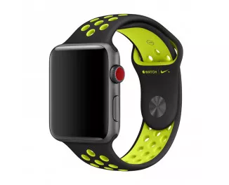 Силіконовий ремінець для Apple Watch 38/40/41 mm Apple Nike Sport Band Black/Volt (MQ2H2)