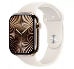 Силиконовый ремешок для Apple Watch 46 mm Apple Sport Band Starlight - S/M (MXM63)