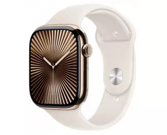 Силиконовый ремешок для Apple Watch 46mm Apple Sport Band Starlight - M/L (MXM73)