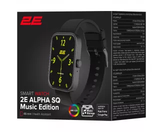 Смарт-годинник 2E Alpha SQ Music Edition 46mm Black (2E-CWW40BK)