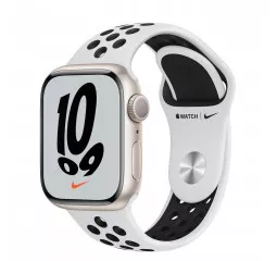 Смарт-часы Apple Watch Nike Series 7 GPS 45mm Starlight Aluminum Case with Pure Platinum/Black Nike Sport Band (MKNA3)