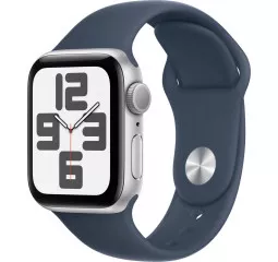Смарт-часы Apple Watch SE 2 (2023) GPS 40mm Silver Aluminum Case with Storm Blue Sport Band - M/L (MRE23QP/A)