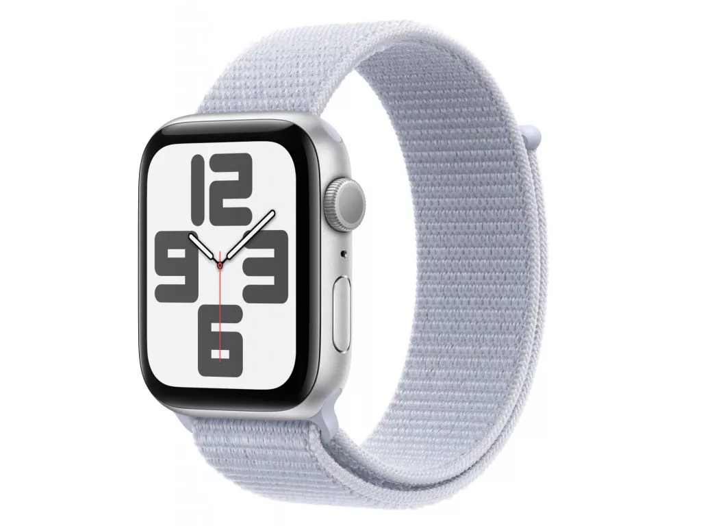 Apple Watch SE 2 2024 GPS 40mm Silver Aluminum Case with Blue Cloud Sport Loop MXEE3