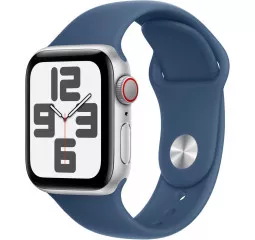 Смарт-часы Apple Watch SE 2 (2024) GPS + Cellular 44mm Silver Aluminum Case with Denim Sport Band - M/L (MXG53, MXGQ3)