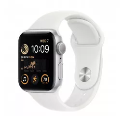 Смарт-годинник Apple Watch SE 2 GPS 44mm Silver Aluminum Case with Slate White Sport Band - M/L (MNTJ3)