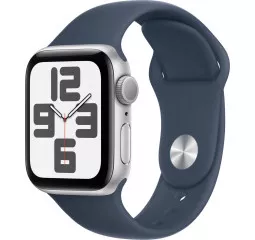 Смарт-часы Apple Watch SE (2023) GPS 40mm Silver Aluminum Case with Storm Blue Sport Band - M/L (MRE23QP/A)