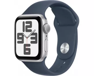 Смарт-годинник Apple Watch SE (2023) GPS 40mm Silver Aluminum Case with Storm Blue Sport Band - S/M (MRE13QP/A)