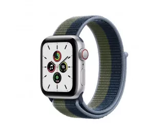 Смарт-часы Apple Watch SE GPS + Cellular 40mm Silver Aluminum Case with Abyss Blue/Moss Green Sport Loop (MKQM3)