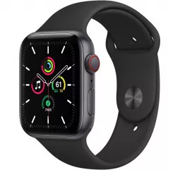 Смарт-годинник Apple Watch SE GPS + Cellular 44mm Space Gray Aluminum Case with Black Sport Band (MYER2)