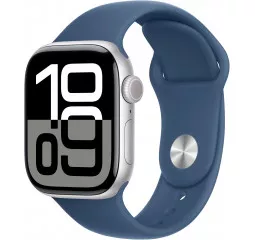 Смарт-часы Apple Watch Series 10 GPS 46mm Silver Aluminum Case with Denim Sport Band - M/L (MWWM3)
