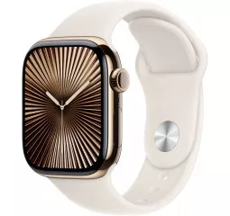 Смарт-часы Apple Watch Series 10 GPS + Cellular 42mm Gold Titanium Case with Starlight Sport Band - S/M (MX063)