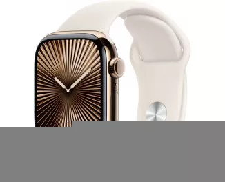 Смарт-часы Apple Watch Series 10 GPS + Cellular 42mm Gold Titanium Case with Starlight Sport Band - S/M (MX063)