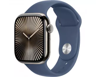 Смарт-часы Apple Watch Series 10 GPS + Cellular 42mm Natural Titanium Case with Denim Sport Band - M/L (MX0J3+MXLF3)