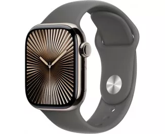 Смарт-часы Apple Watch Series 10 GPS + Cellular 42mm Natural Titanium Case with Stone Gray Sport Band - M/L (MWXE3)