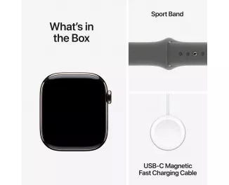 Смарт-часы Apple Watch Series 10 GPS + Cellular 42mm Natural Titanium Case with Stone Gray Sport Band - M/L (MWXE3)