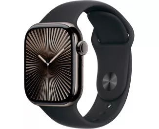 Смарт-годинник Apple Watch Series 10 GPS + Cellular 42mm Slate Titanium Case with Black Sport Band - S/M (MWXG3)
