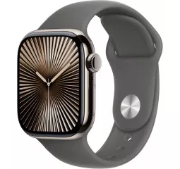 Смарт-часы Apple Watch Series 10 GPS + Cellular 46mm Natural Titanium Case with Stone Gray Sport Band - M/L (MWYA3)