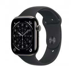 Смарт-часы Apple Watch Series 11 GPS + Cellular 46mm Slate Titanium Case with Black Sport Band - M/L (MFD24)