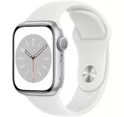 Смарт-годинник Apple Watch Series 8 GPS 41mm Silver Aluminum Case with White Sport Band - S/M (MP6L3)