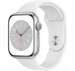 Смарт-годинник Apple Watch Series 8 GPS 45mm Silver Aluminum Case with White Sport Band - M/L (MP6Q3)